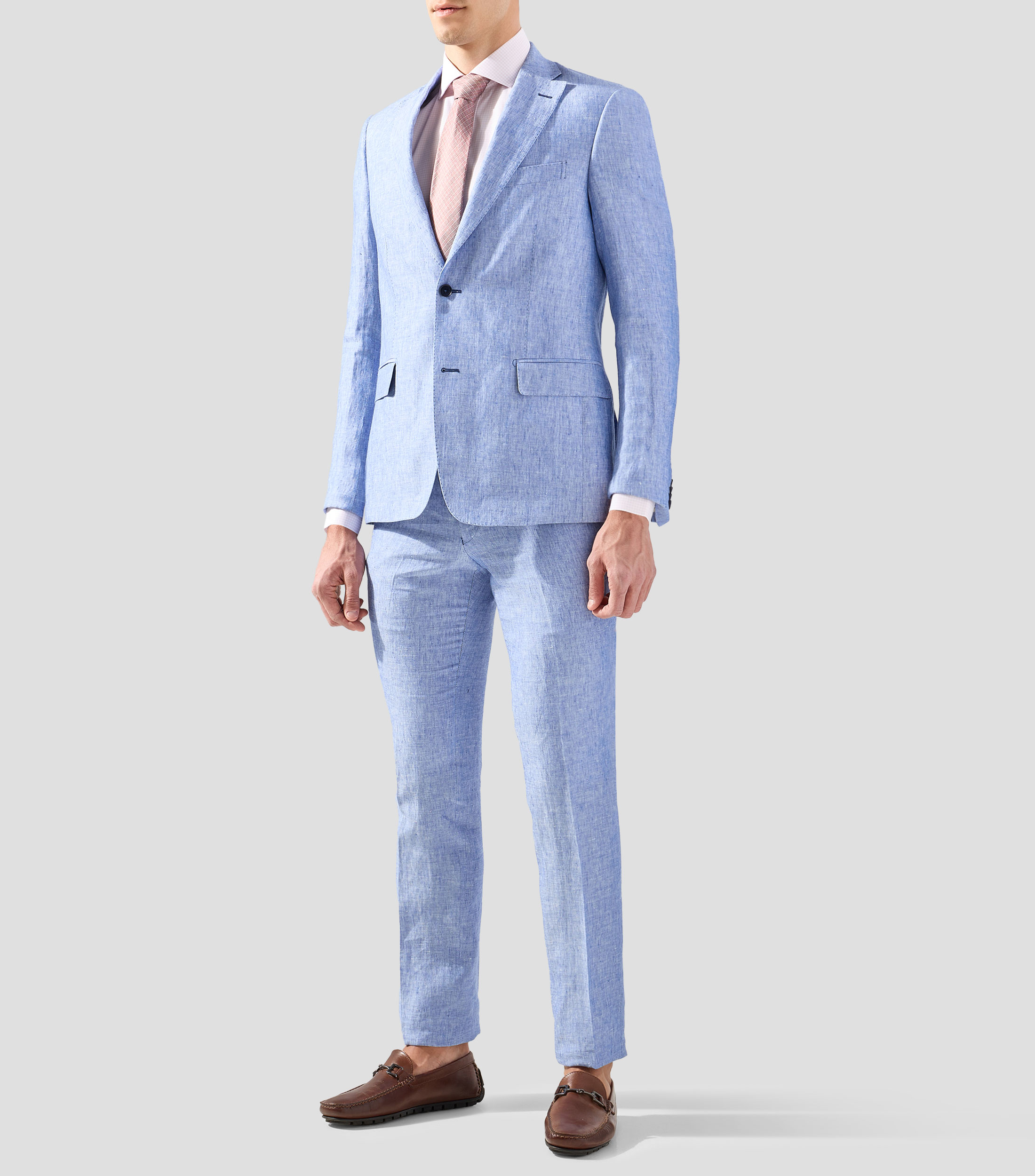 Traje en lino corte slim jaspeado Hombre